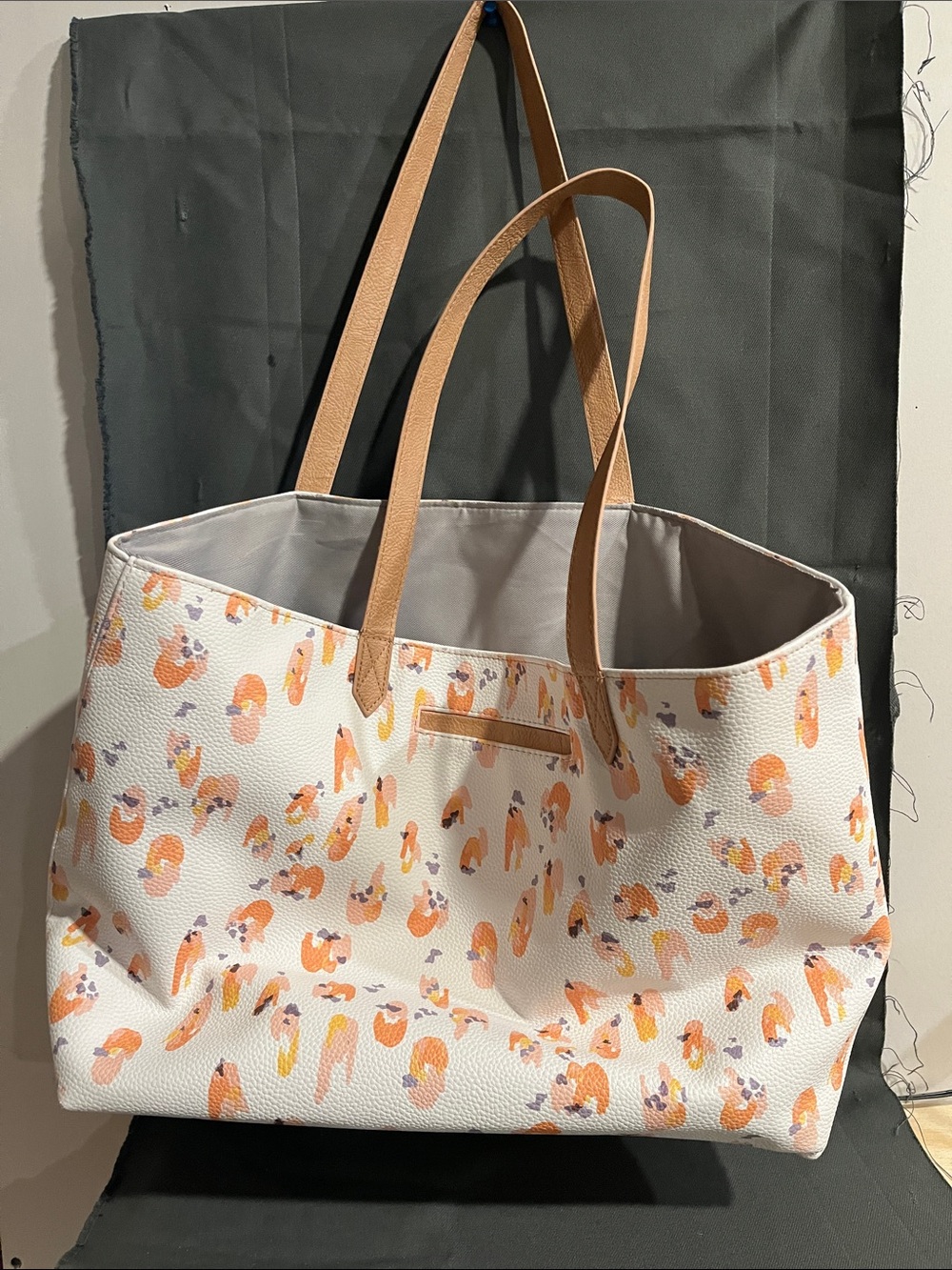Watercolor 31 Tote Bag with Tan Handles